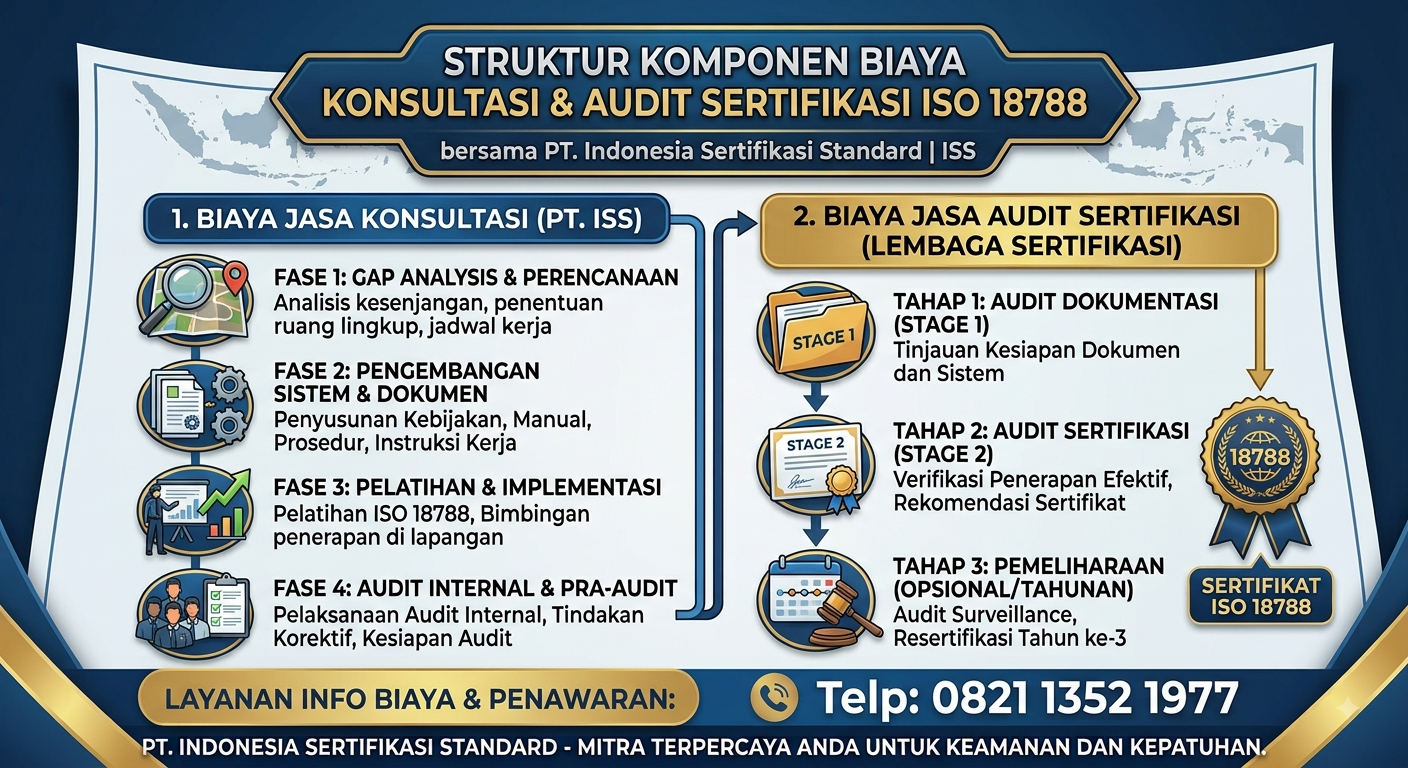 Komponen biaya konsultasi dan audit sertifikasi ISO 18788
