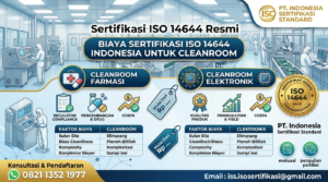 biaya sertifikasi ISO 14644 Indonesia untuk cleanroom farmasi dan elektronik besama pt.indonesia sertifikasi standard dengan latar pabrik farmasi dan elektronik