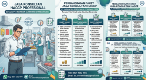buat gambar menarik tentang konsultan sertifikasi haccp profesional sedang audit dapur produksi pangan Bersama pt. indonesia sertifikasi standard