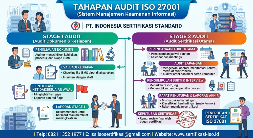 Ilustrasi tahapan audit ISO 27001 Stage 1 dan Stage 2`